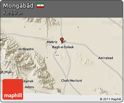 Shaded Relief 3D Map of Mongābād