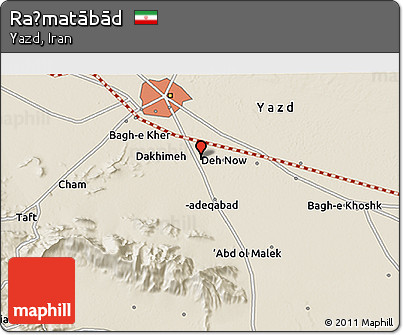 Shaded Relief 3D Map of Raḩmatābād