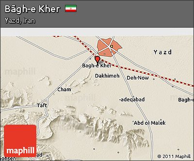 Shaded Relief 3D Map of Bāgh-e Kher