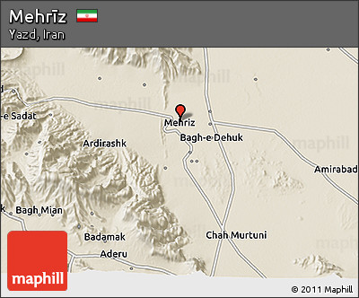 Shaded Relief 3D Map of Mehrīz