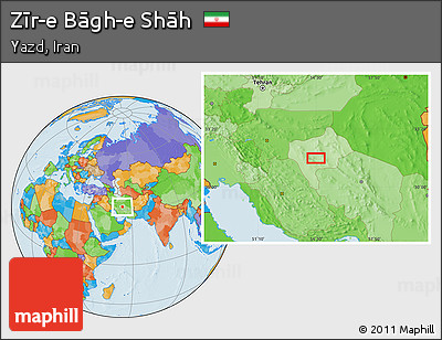 Political Location Map of Zīr-e Bāgh-e Shāh