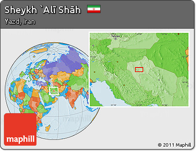 Political Location Map of Sheykh `Alī Shāh