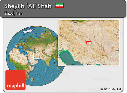 Satellite Location Map of Sheykh `Alī Shāh