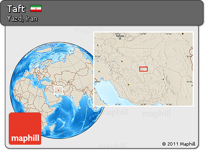 Shaded Relief Location Map of Taft