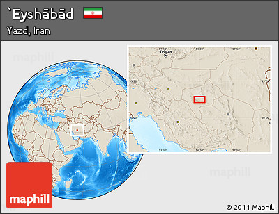 Shaded Relief Location Map of `Eyshābād