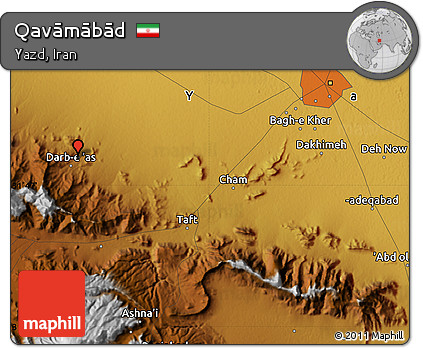 Physical Map of Qavāmābād