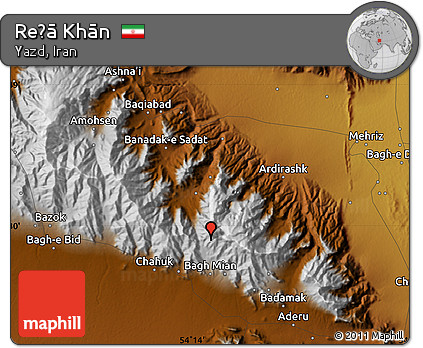 Physical Map of Reẕā Khān
