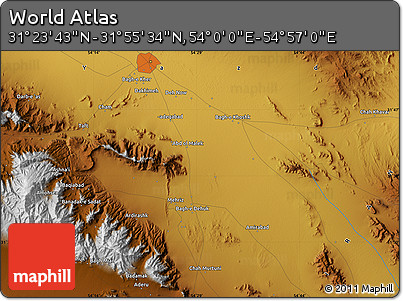 Physical Map of the Area around 31° 39' 38" N, 54° 28' 30" E