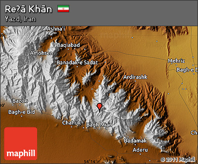 Physical Map of Reẕā Khān
