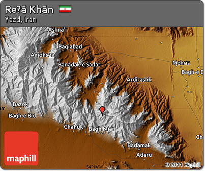Physical Map of Reẕā Khān