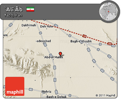 Shaded Relief Map of `Alī Āb