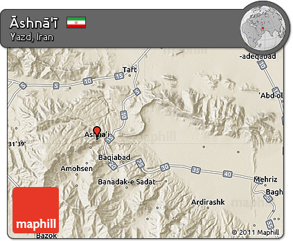 Shaded Relief Map of Āshnā'ī
