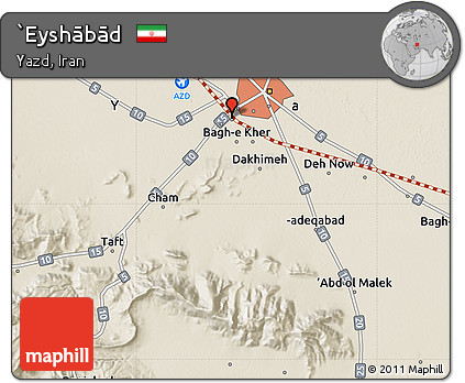 Shaded Relief Map of `Eyshābād
