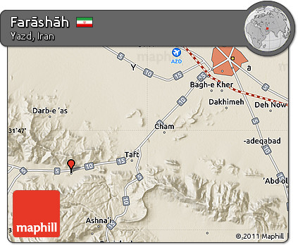 Shaded Relief Map of Farāshāh