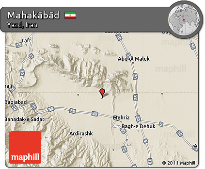 Shaded Relief Map of Mahakābād