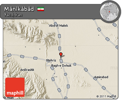 Shaded Relief Map of Mānīkābād