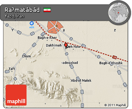 Shaded Relief Map of Raḩmatābād