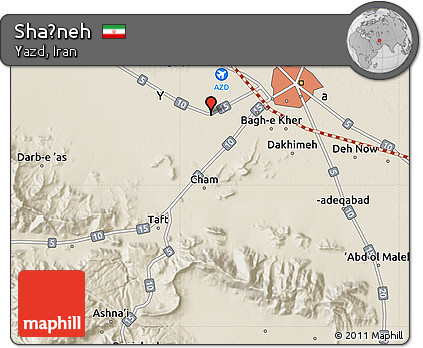 Shaded Relief Map of Shaḩneh