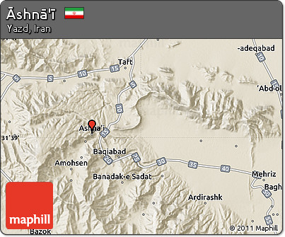Shaded Relief Map of Āshnā'ī