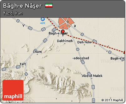 Shaded Relief Map of Bāgh-e Nāşer