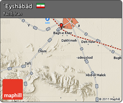 Shaded Relief Map of `Eyshābād