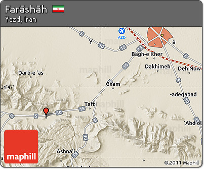 Shaded Relief Map of Farāshāh