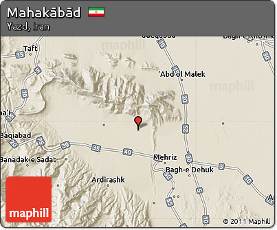 Shaded Relief Map of Mahakābād