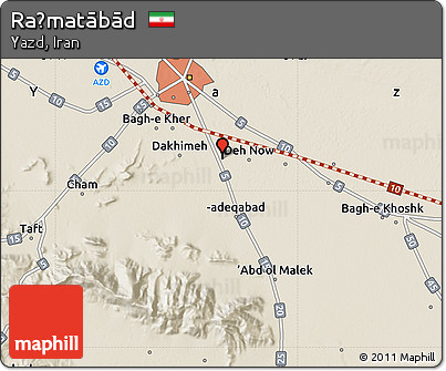 Shaded Relief Map of Raḩmatābād