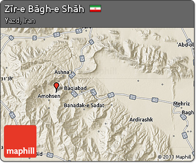 Shaded Relief Map of Zīr-e Bāgh-e Shāh
