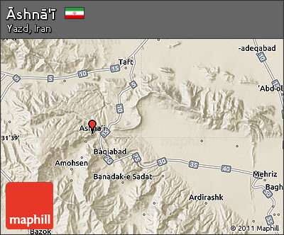 Shaded Relief Map of Āshnā'ī