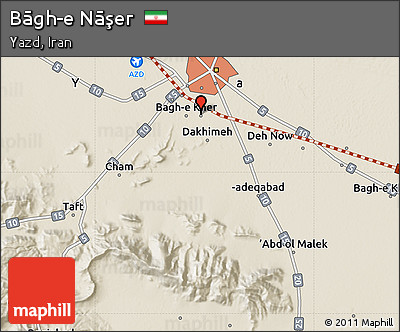 Shaded Relief Map of Bāgh-e Nāşer