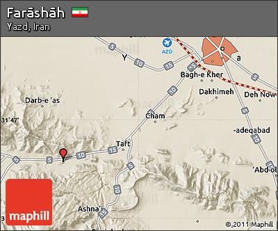 Shaded Relief Map of Farāshāh