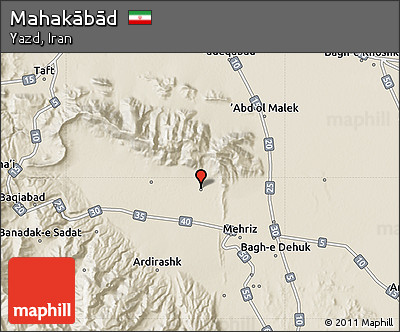 Shaded Relief Map of Mahakābād