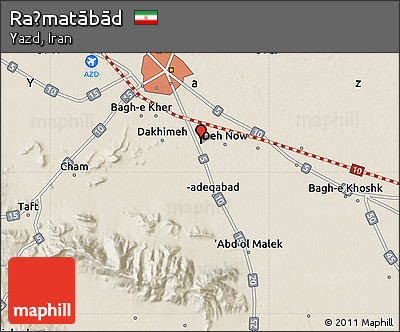 Shaded Relief Map of Raḩmatābād