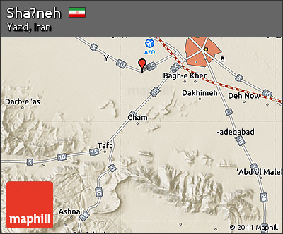 Shaded Relief Map of Shaḩneh