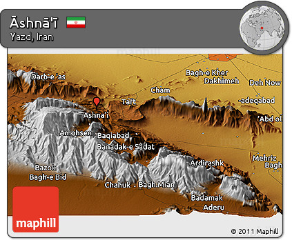 Physical Panoramic Map of Āshnā'ī