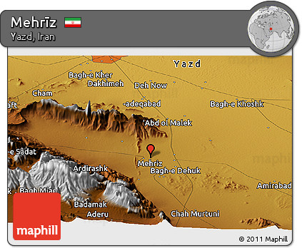 Physical Panoramic Map of Mehrīz