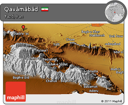 Physical Panoramic Map of Qavāmābād