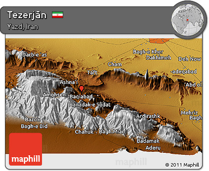 Physical Panoramic Map of Tezerjān