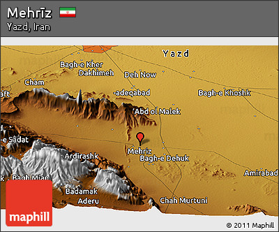 Physical Panoramic Map of Mehrīz
