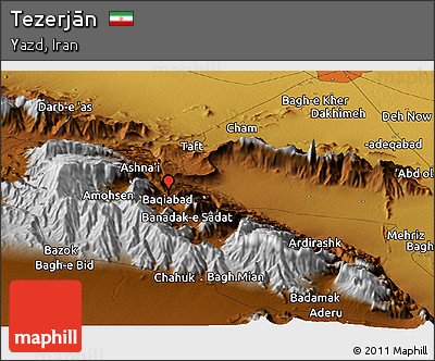 Physical Panoramic Map of Tezerjān