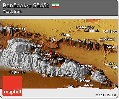 Physical Panoramic Map of Banādak-e Sādāt