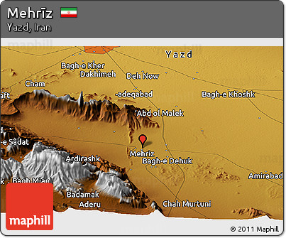 Physical Panoramic Map of Mehrīz