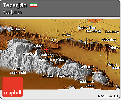 Physical Panoramic Map of Tezerjān