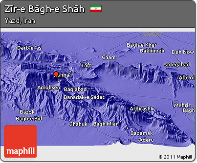 Political Panoramic Map of Zīr-e Bāgh-e Shāh