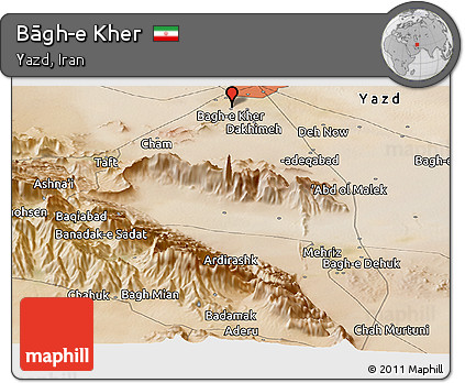 Satellite Panoramic Map of Bāgh-e Kher