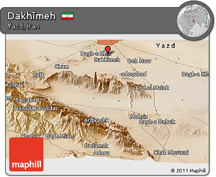 Satellite Panoramic Map of Dakhīmeh