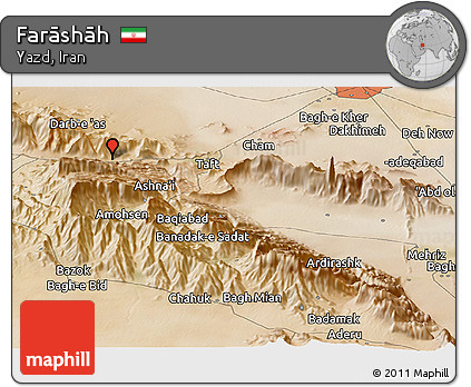 Satellite Panoramic Map of Farāshāh