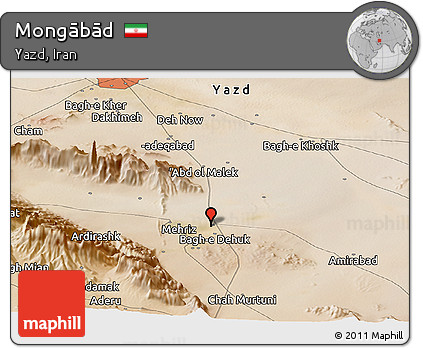 Satellite Panoramic Map of Mongābād