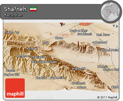 Satellite Panoramic Map of Shaḩneh
